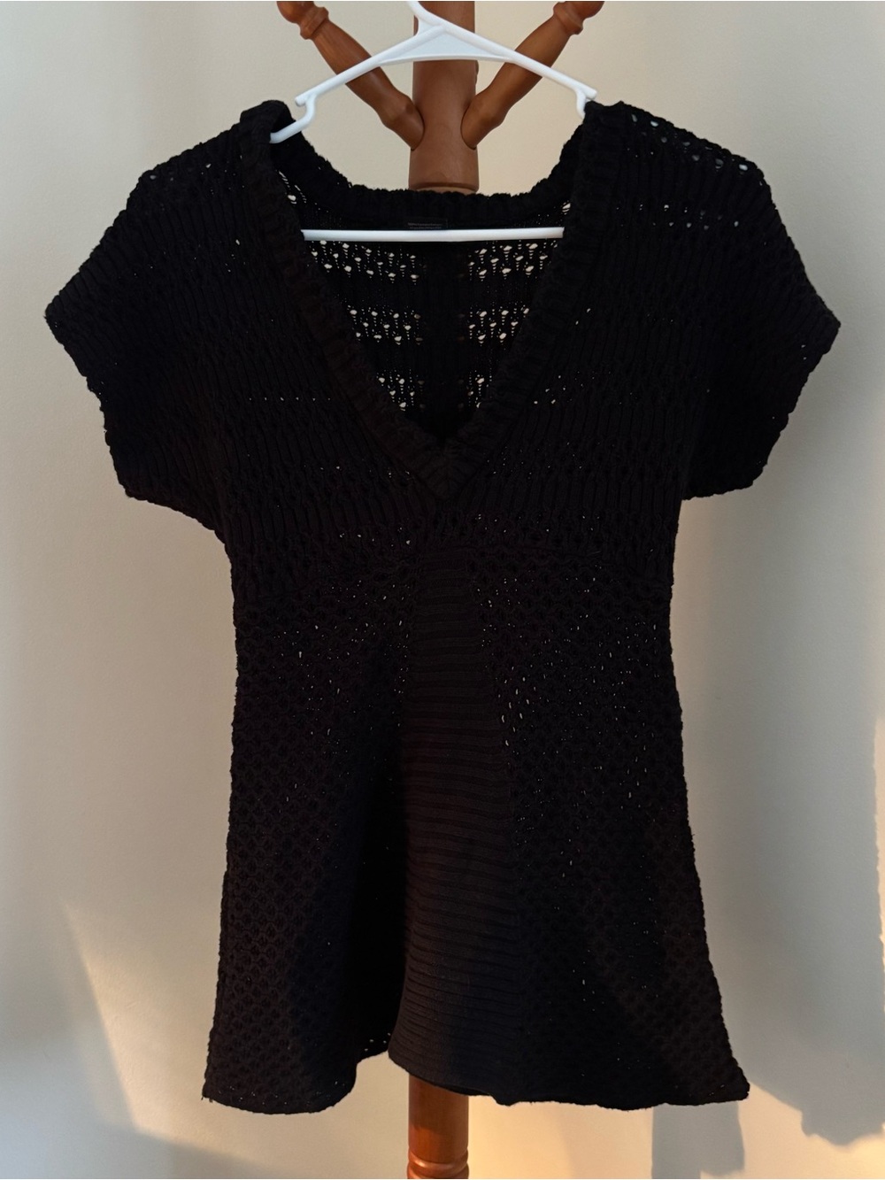 Calvin Klein Black Short Sleeve V-Neck Knit Tunic